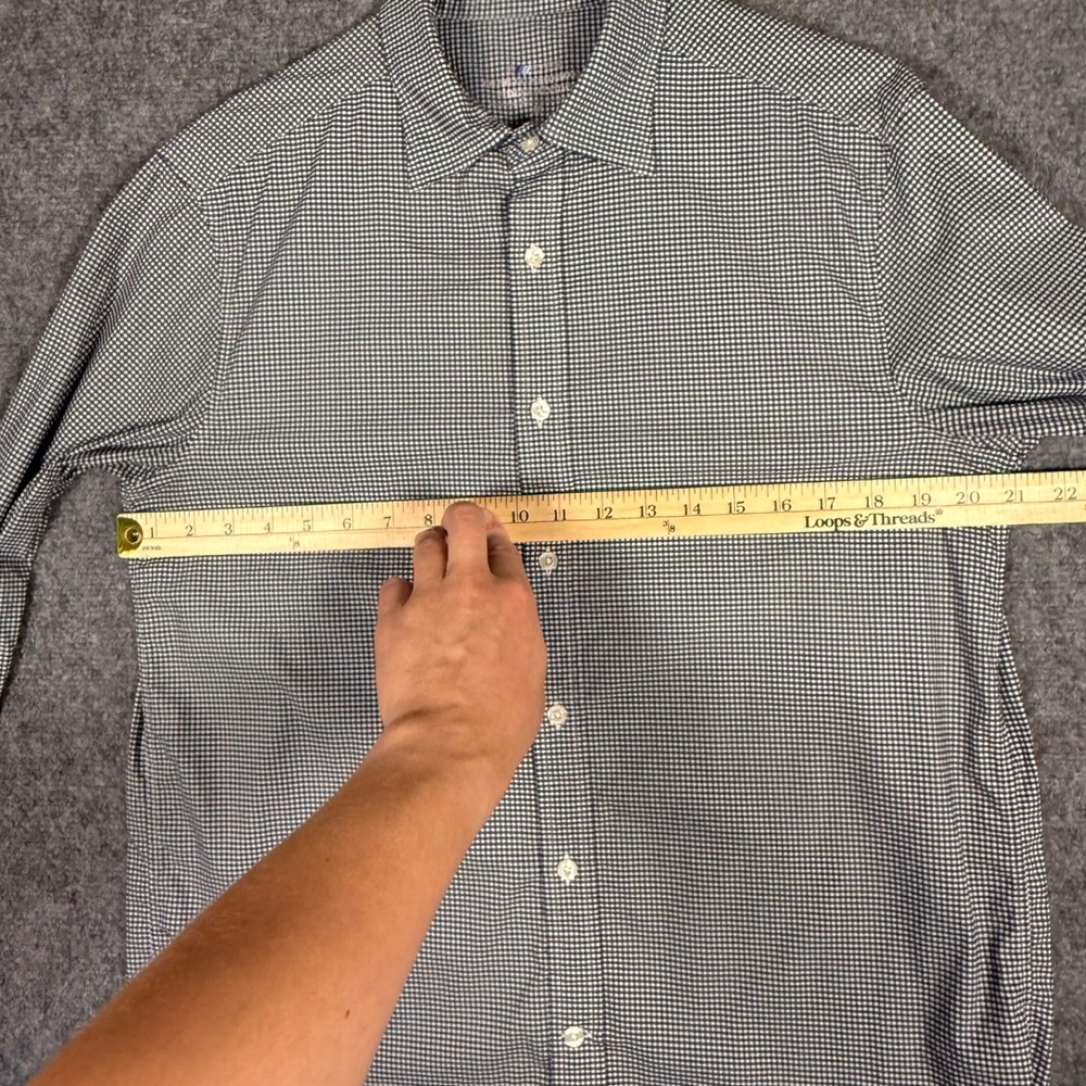 Vineyard Vines OTG Performance Shirt Men's Medium Blue Gingham Cotton Blend - Picture 5 of 8